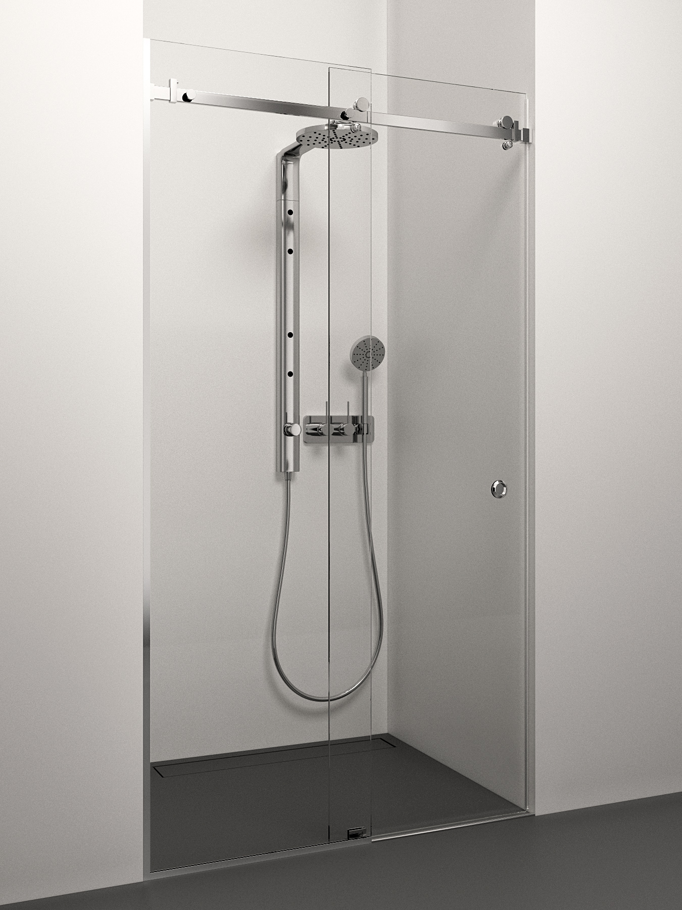 dušas durvis Rossa, 900 mm, h=2000,  hroms/matēti balts stikls